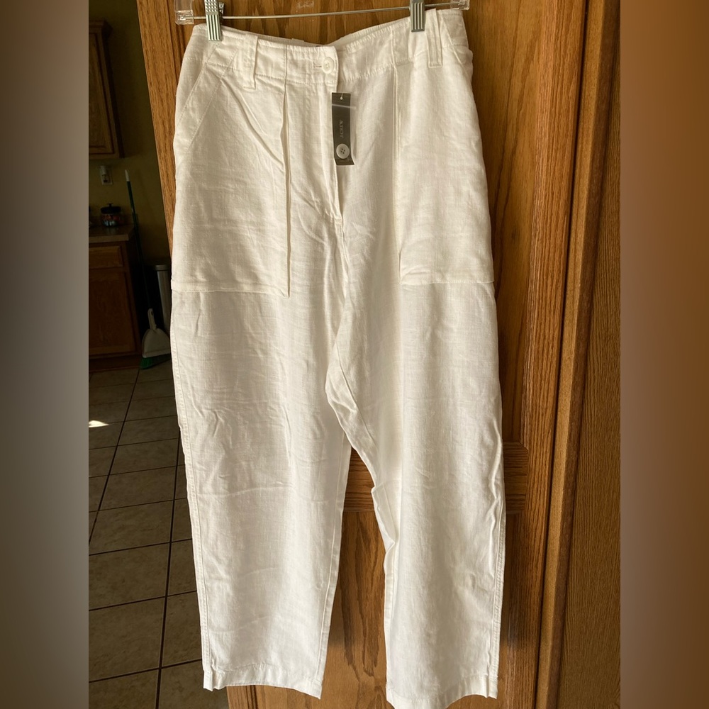 J. Crew White Linen Pants